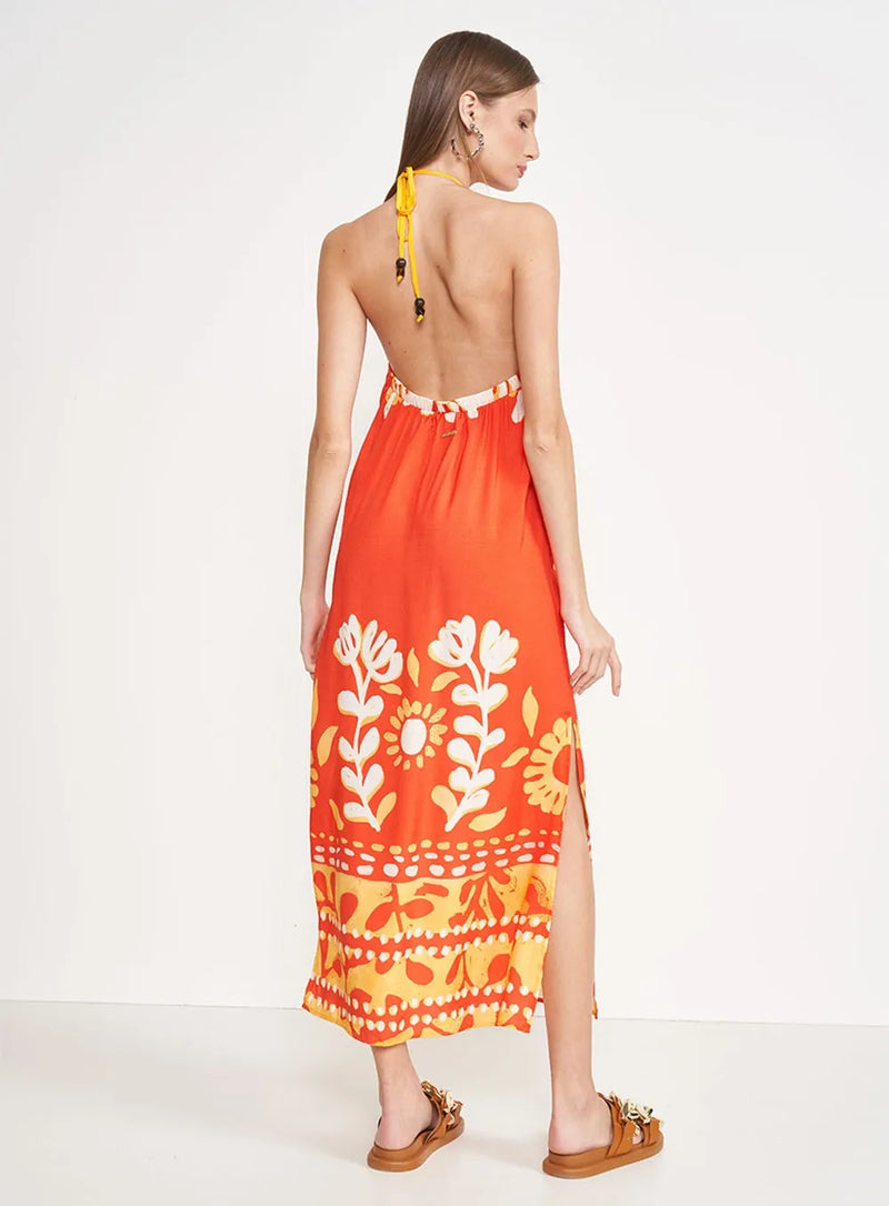Vestido Evasê Decote Assimétrico