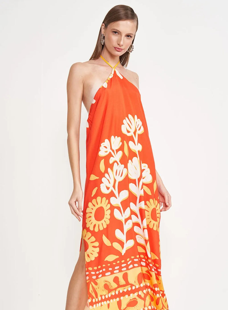 Vestido Evasê Decote Assimétrico