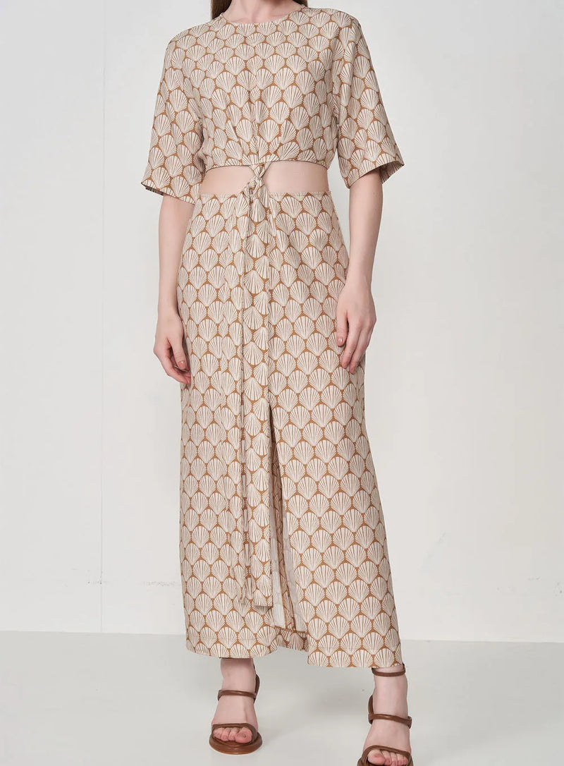 Vestido Midi Comfy Com Linho Yara Conchas
