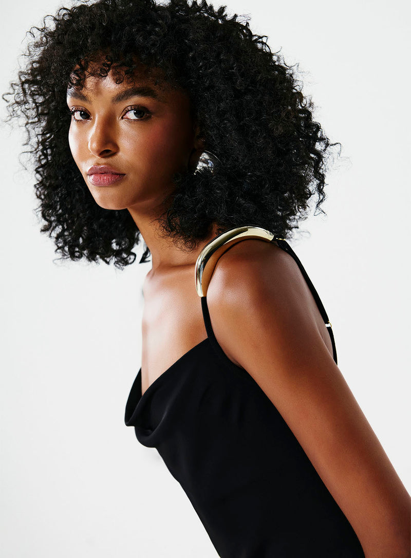 Vestido Colcci Decote Cowl com Detalhe em Metal