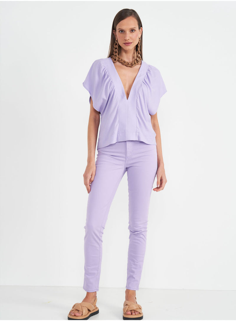 Calça Sarja Bruna Slim Lilás