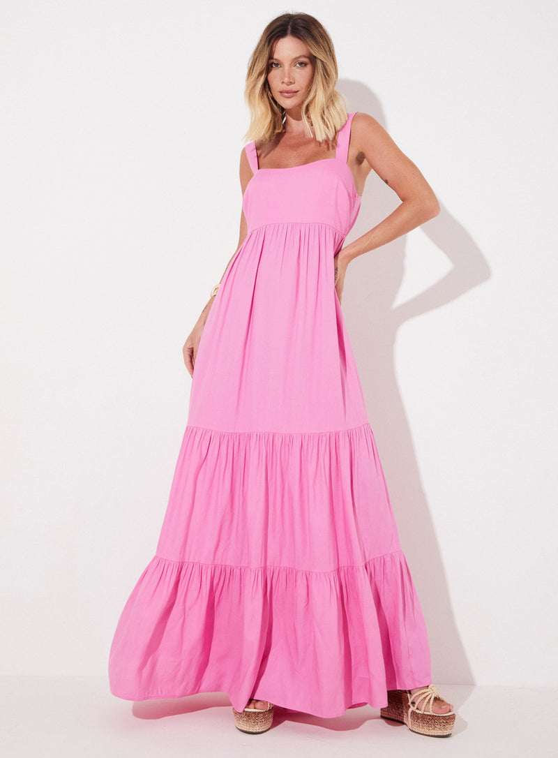 Vestido Longo Com babados Sommer