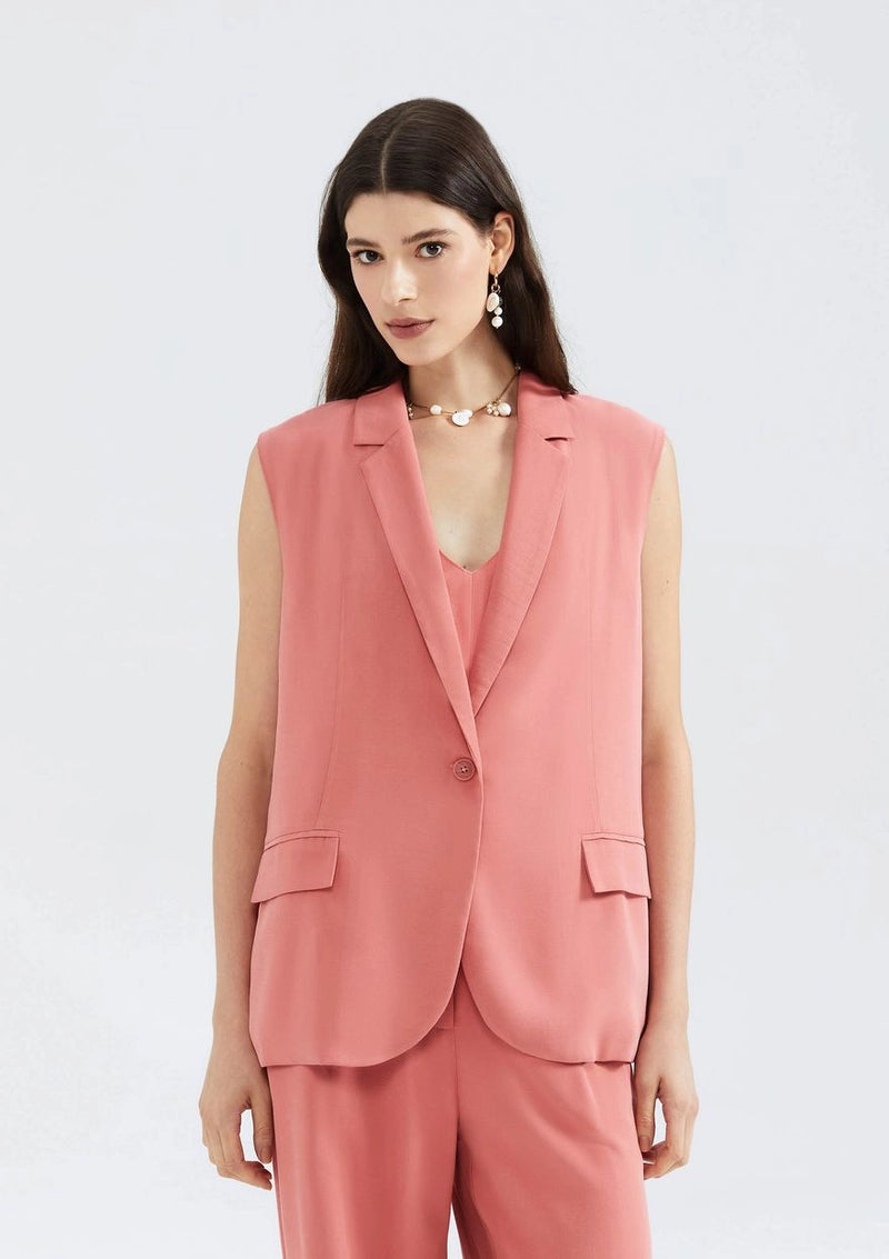 Colete Feminino Alongado em Peach Touch - Rosa