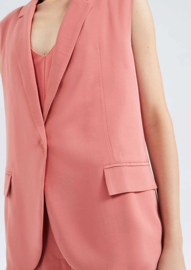 Colete Feminino Alongado em Peach Touch - Rosa