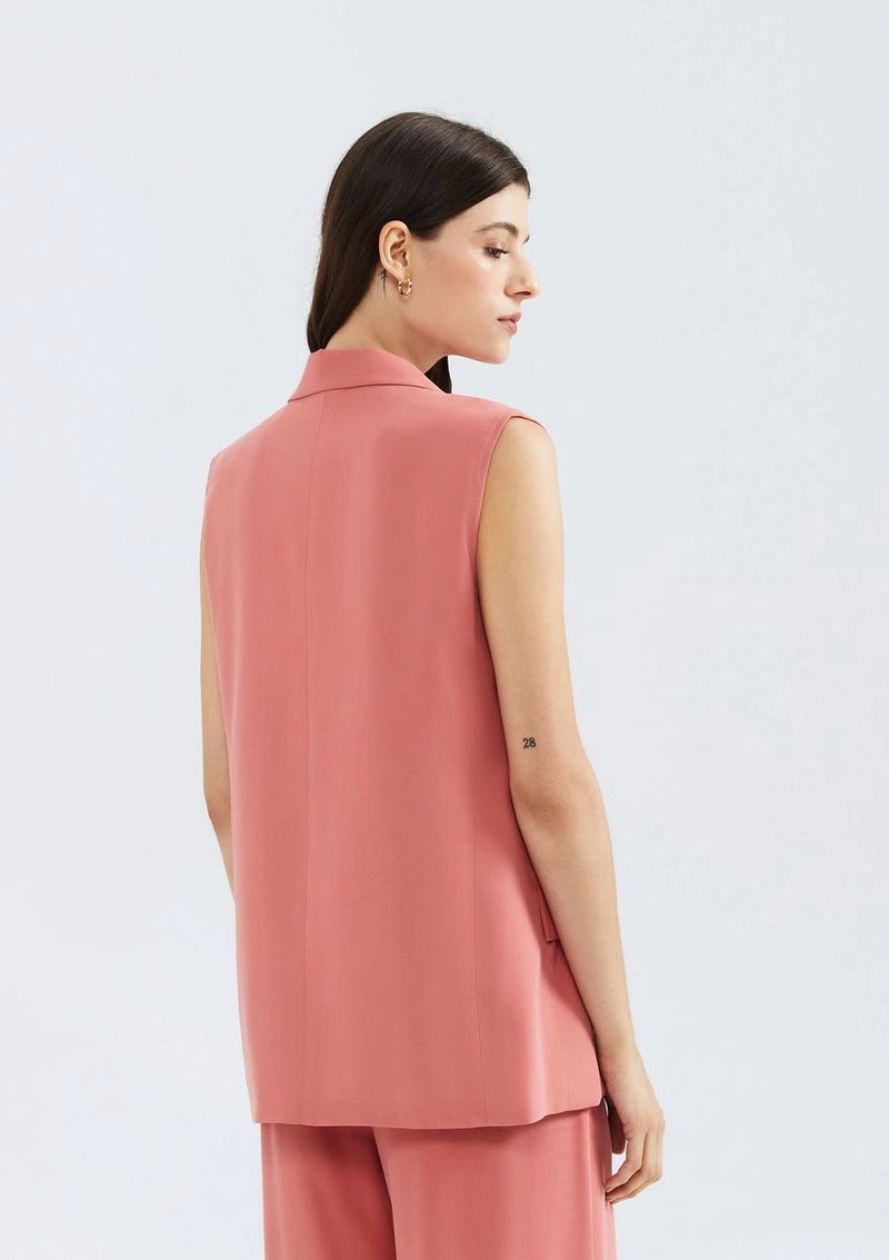 Colete Feminino Alongado em Peach Touch - Rosa