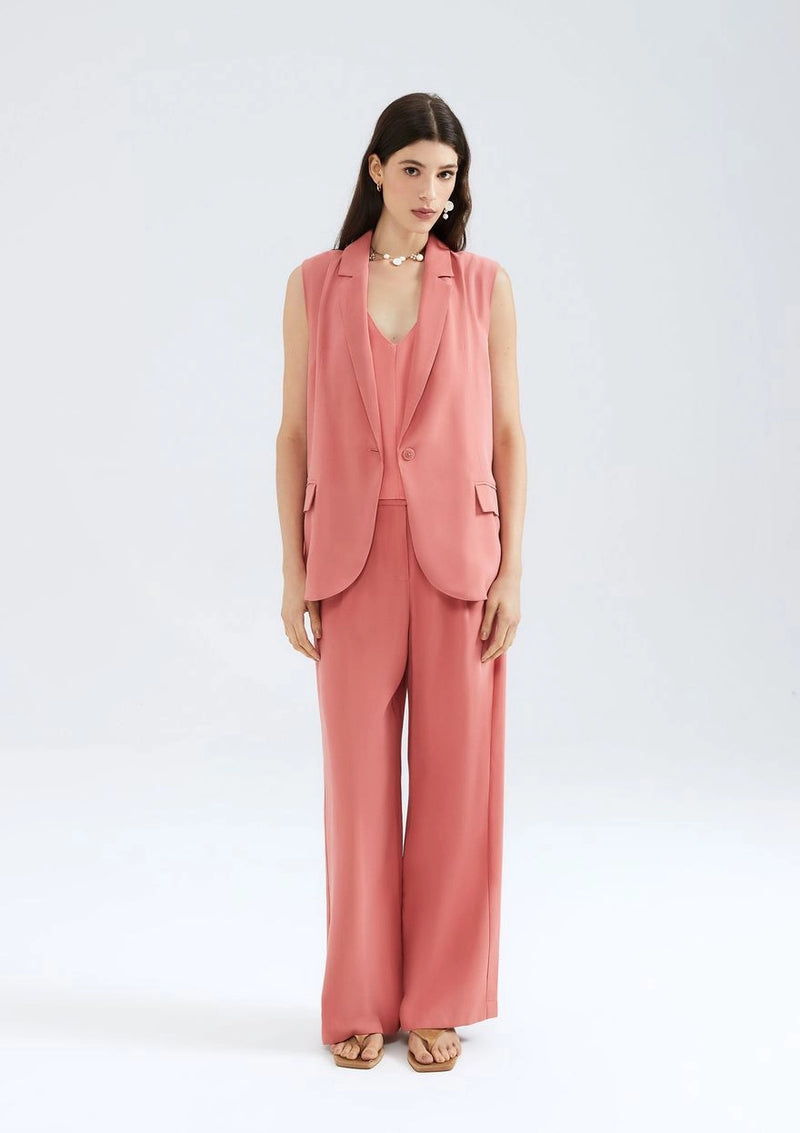 Colete Feminino Alongado em Peach Touch - Rosa