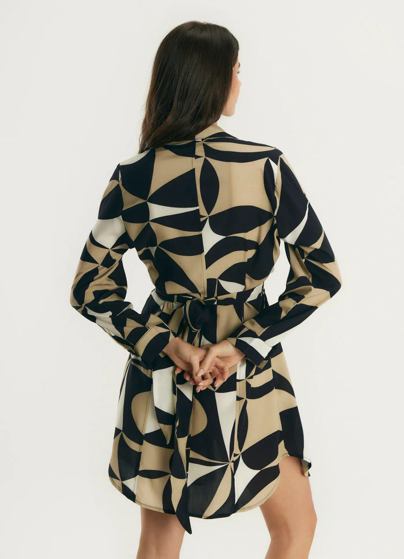 Vestido Cantão amarracao estampado tendas