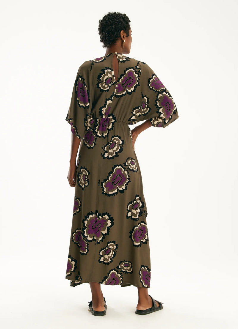 Vestido Cantão crepe Estampado carmem