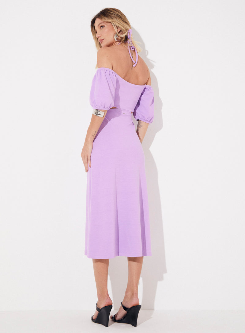 Vestido MIdi Ombro a Ombro Com Alças