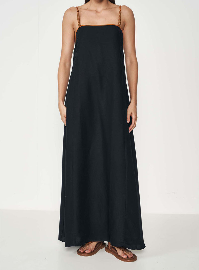 Vestido Colcci Linho Longo Com Alças Elaboradas