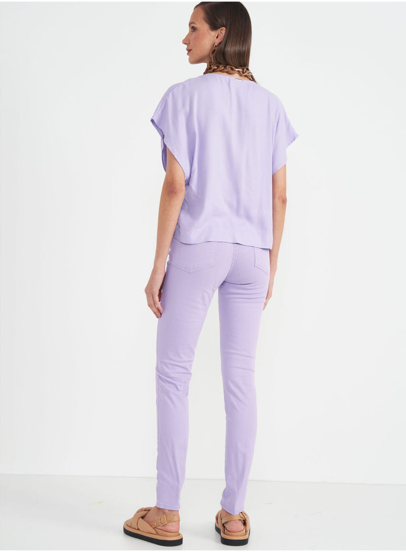 Calça Sarja Bruna Slim Lilás