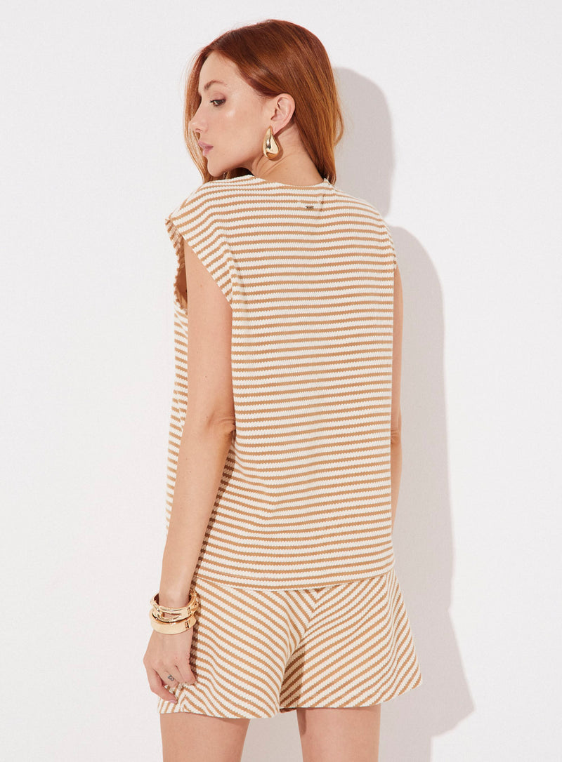 BLUSA OVER CAVA RETA LISTRADA - SOMMER