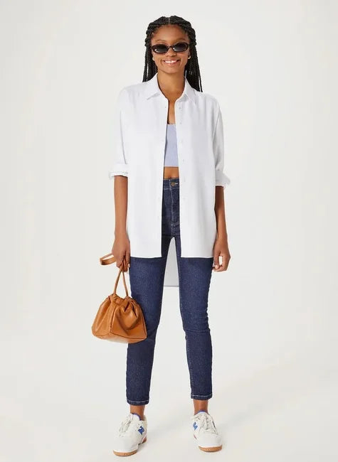 Calça Jeans Básica Hering Feminina Cintura Média Skinny - Azul