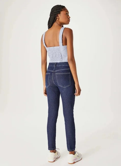 Calça Jeans Básica Hering Feminina Cintura Média Skinny - Azul