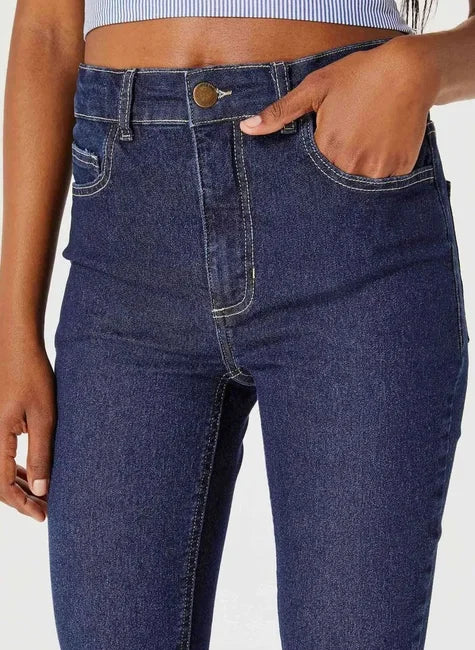Calça Jeans Básica Hering Feminina Cintura Média Skinny - Azul