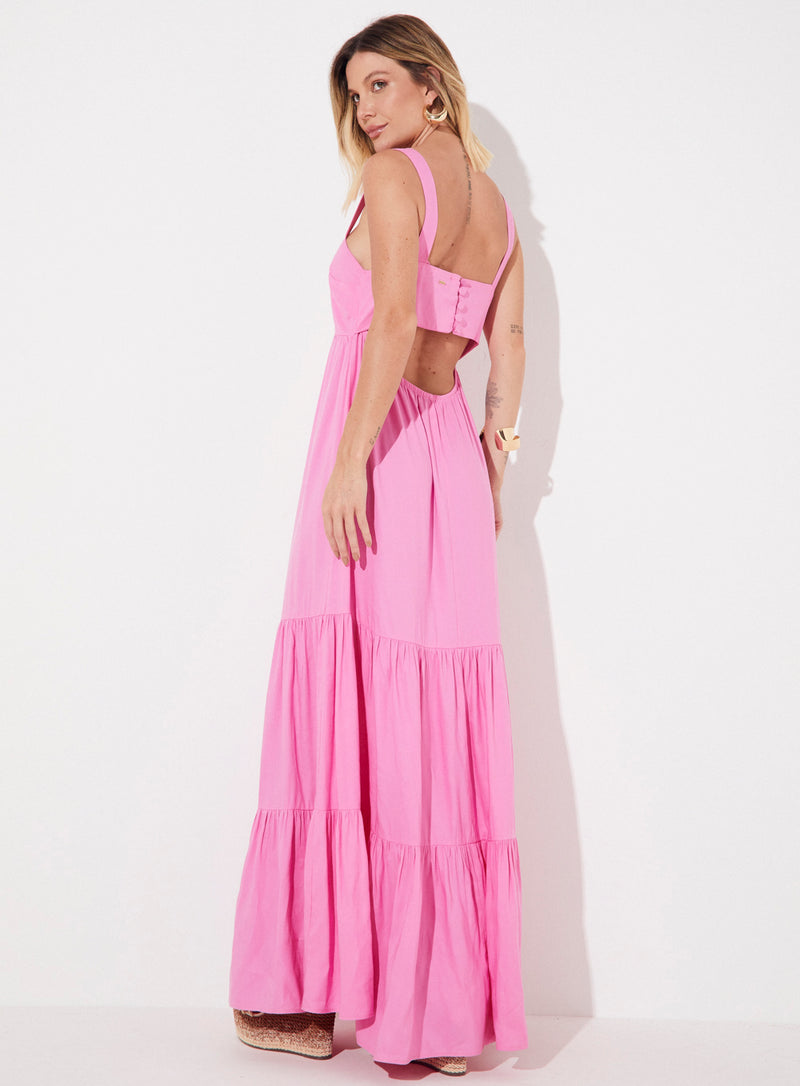 Vestido Longo Com babados Sommer