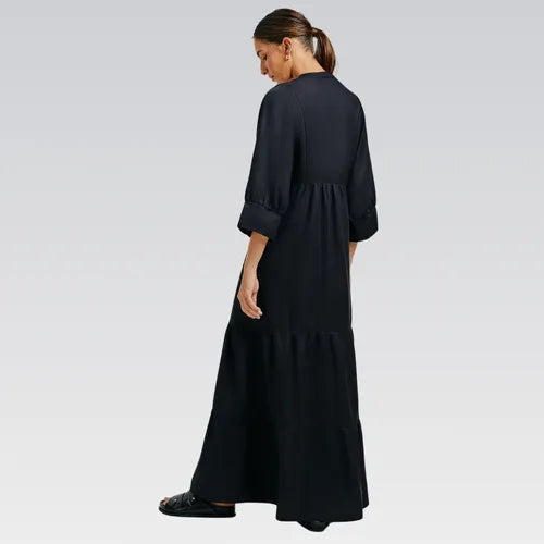 Vestido Longo Evasê Manga 7/8 - Hering - Hajw
