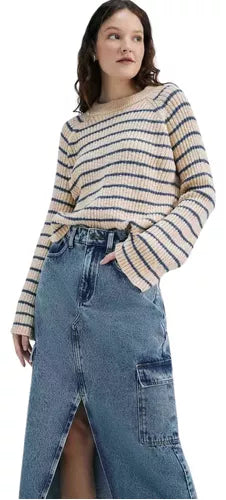 Saia Jeans Midi Cargo Com Fenda Frontal - Hering