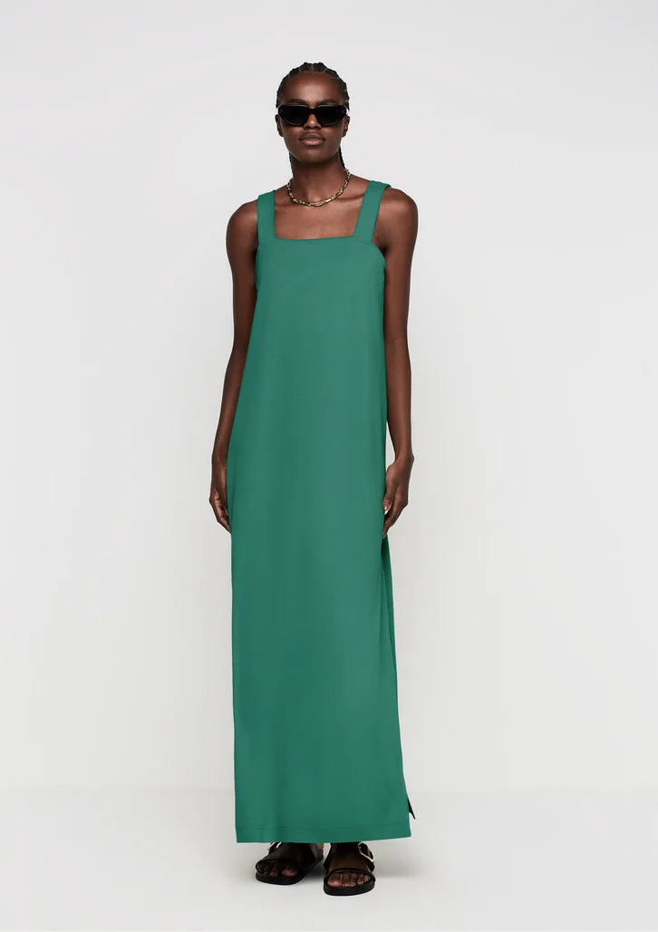 Vestido Verde DZARM Decote Reto Alças Médias Em Viscose