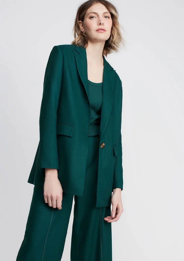 Blazer Verde Dzarm De Alfaiataria Reto Com Bolsos