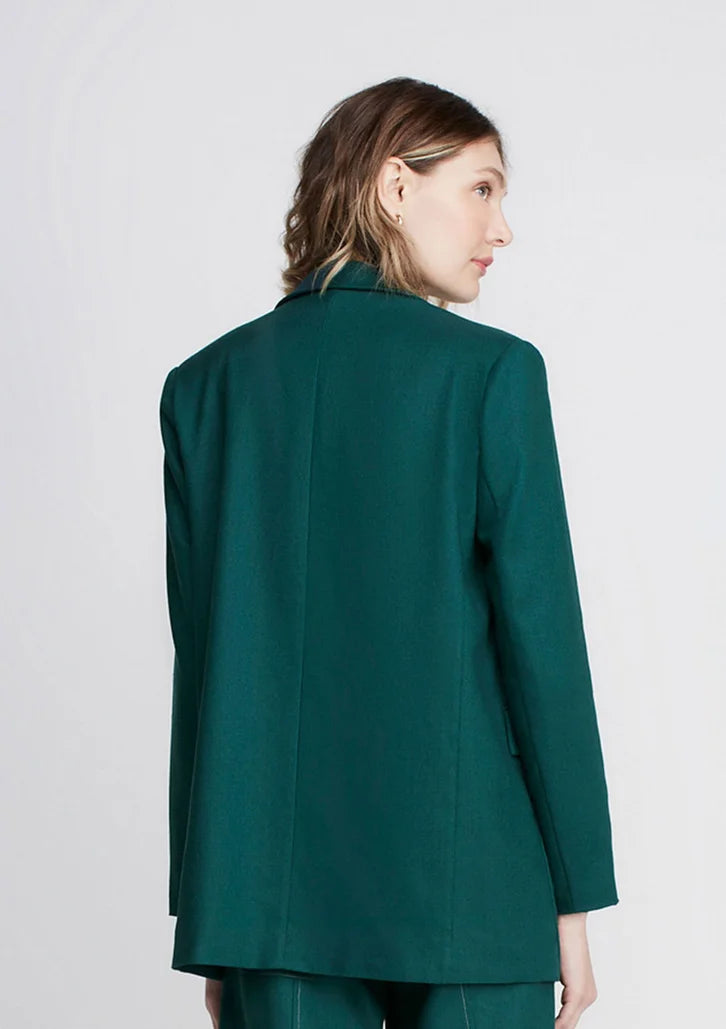 Blazer Verde Dzarm De Alfaiataria Reto Com Bolsos