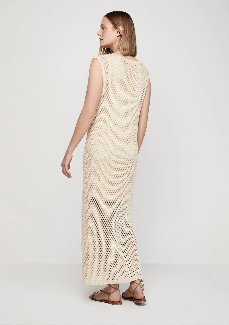 Vestido Midi em Tricô com Alças Largas Dzarm - Off white