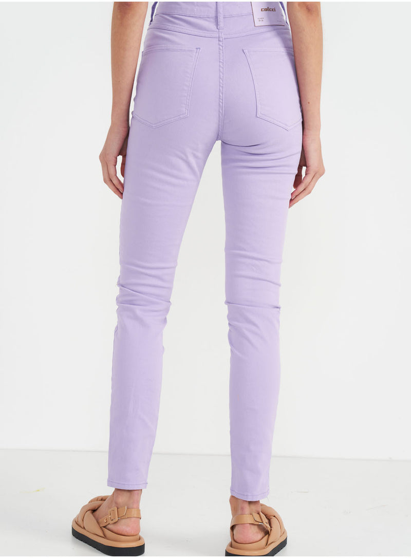 Calça Sarja Bruna Slim Lilás