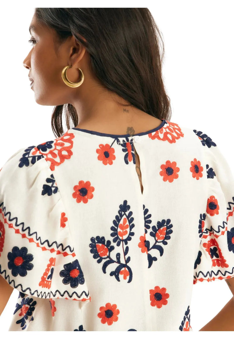 Blusa Cantão em linho bordada