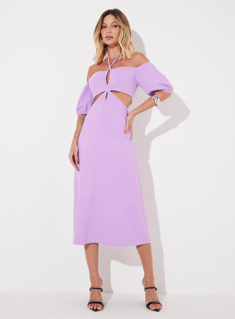 Vestido MIdi Ombro a Ombro Com Alças