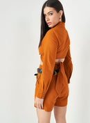 Camisa Cropped Estilo Alfaiataria Com Amarração