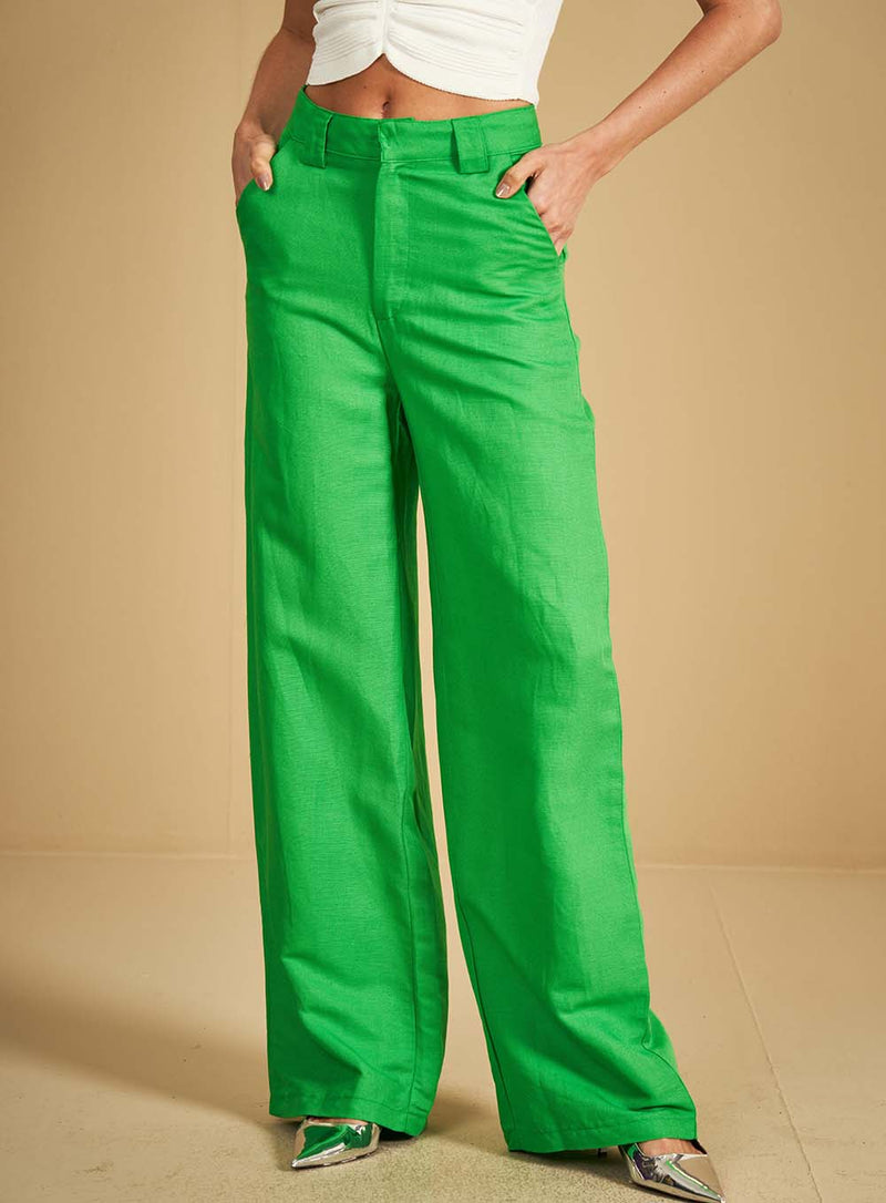 Calça Sommer Alfaiataria Pantalona Em Linho
