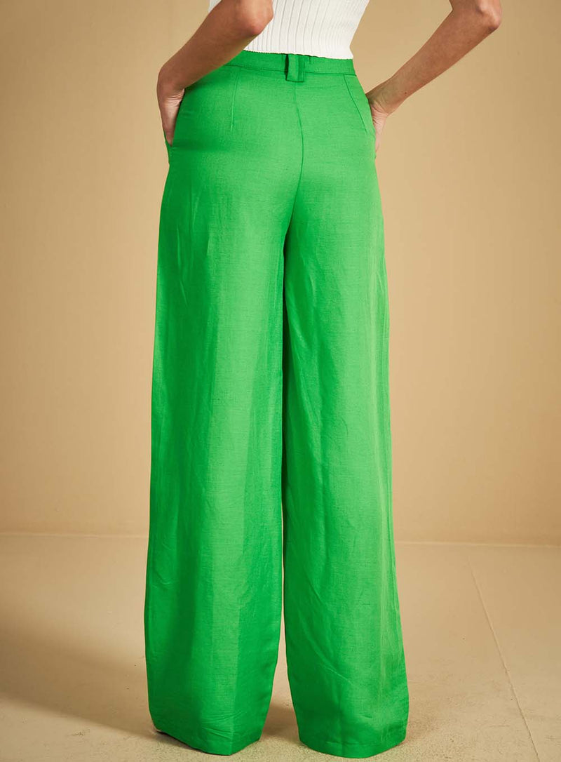 Calça Sommer Alfaiataria Pantalona Em Linho