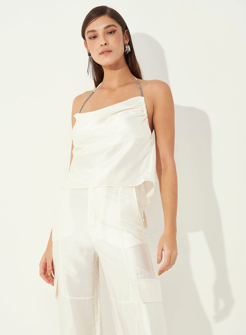 Blusa Degagê Com Correntes Acetinada Shell
