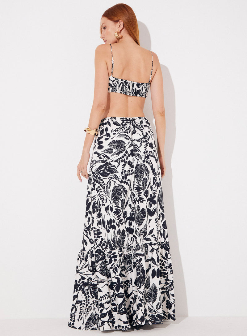 Vestido Longo Cut Out Estampa Floral Sommer