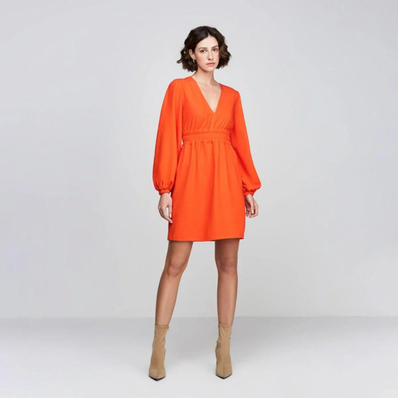 Vestido Longo Evasê Em Viscose Decote V Dzarm