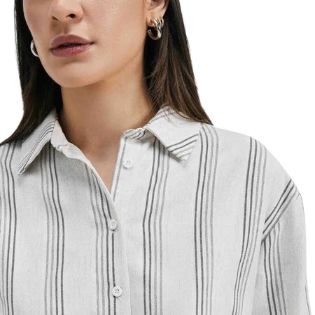 Camisa Feminina Manga Longa Em Algodão Fio Tinto - HERING - KHLM